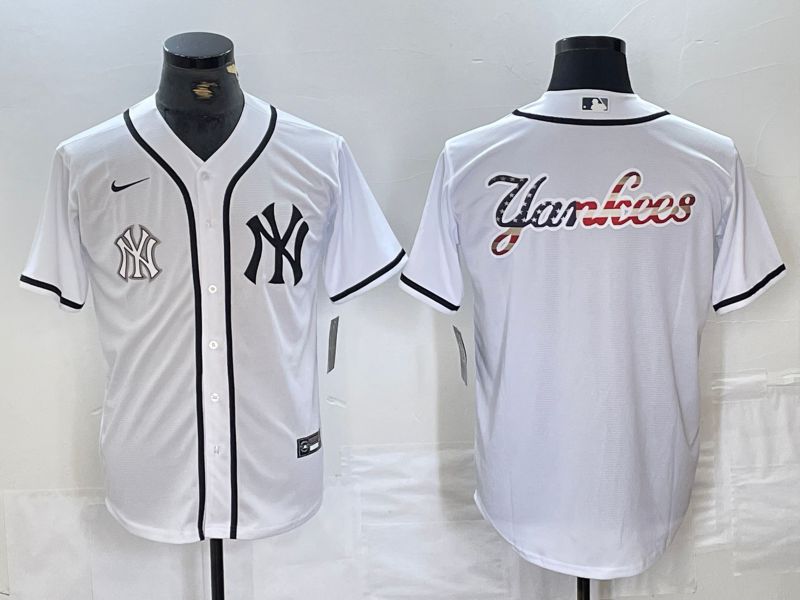 Men New York Yankees Blank White Third generation joint name Nike 2024 MLB Jersey style 17